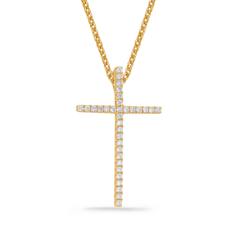 14kt Gold Cross Necklace With 0.23ct.tw Of Diamonds - Paul Randolph ...