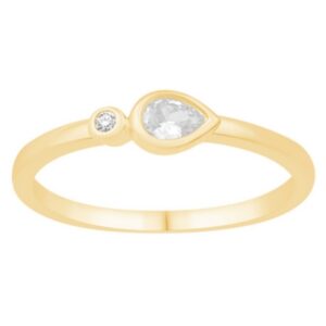 14K Yellow Gold Ring With One Pear Shape & One Round Diamond (0.16 ct.tw)