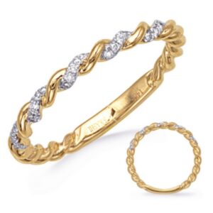 14K Yellow Gold Twisted Ring With Diamonds (0.09 ct.tw)